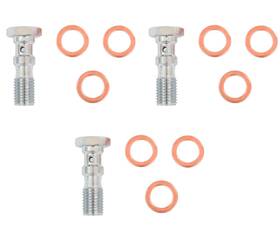 Db-cx3 Banjo Bolt Set Of 3 - Aluminum Double Bolts With Crush Washers Chrome