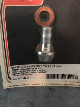 41739-84a Colony 2193-3 Harley Evo Twincam Brake Line Banjo Bolt
