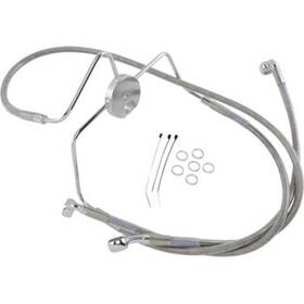 0741-2635 Drag Specialties Stainless Ss Brake Line Kit 4 Ext Dual Disc Harley 94-06 Flh Touring Glide Ape