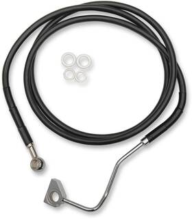 614220-8blk Drag Specialties Black Vinyl Extended Length Front Brake Line Harley 14-15 With Abs Plus 8