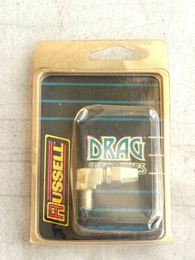 R4341c Drag Specialties Russell 4341c 1/8 Pipe X 3/8-24 90 Degree Fitting Nos