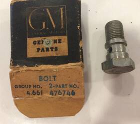 3727827 General Motors 476746 Nos Gm #476746 New #3727827 Master Cylinder Banjo Fitting Bolt 55-62 Corvette