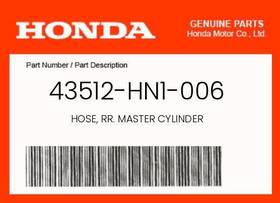 43512-hn1-006 Honda Genuine Hose Rr. Master Cylinder -