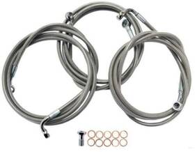 La-8100b13b La Choppers La-8100b13 Black Vinyl Coated Stainless Braided Brake Line - Silver