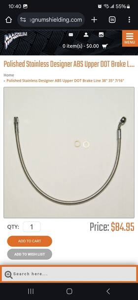 As57938 Magnum New Polished Stainless Designer Abs Upper Dot Brake Line 38 Inch 35 7/16 #as57938