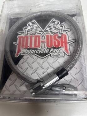 49687 Mid Usa Braided Ss Brake Line Hose Clear Coat 14 Inch Bss