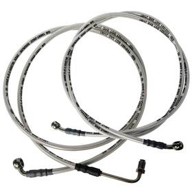 Vanlison 1911582 Extended Front And Rear Brake Hose Lines Meduim Silver Black