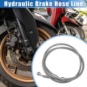 X Autohaux 781913918643 175cm 68.9 Inch 10mm 0.39 Hydraulic Brake Hose Line For Motorcycle Silver Tone