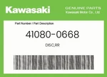 Kawasaki Genuine Disc,rr 41080-0668. Fixed Price $312.33.