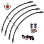 For Mitsubishi Evolution X Front + Rear Techna-fit Stainless Steel Brake Lines. Fixed Price $121.95.