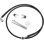 Drag Specialties Extended Stainless Steel Front Brake Line Kit - Black Vinyl Coa. Fixed Price $85.00.