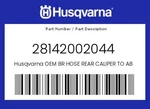 Husqvarna Genuine Br Hose Rear Caliper To Abs - 28142002044. Fixed Price $167.38.