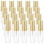 Qulkws 20 Pack Empty 3ML Clear Fine Mist Glass Bottle Gold Mini Sample. Fixed Price $15.53.