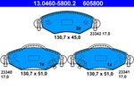Ate 13.0460-5800.2 Brake Pad Set, Disc For Toyota. Fixed Price $62.19.