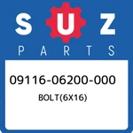 09116-06200-000 Suzuki BOLT(6X16) 0911606200000, New Genuine Oem Part. Fixed Price $27.41.