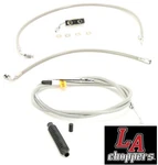 La Choppers Standard Stainless Braided Handlebar Cable Brake Line Kit 12-14" Ape. Fixed Price $150.00.
