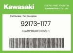 Kawasaki Genuine Clamp,brake Hose,lh 92173-1177. Fixed Price $9.09.